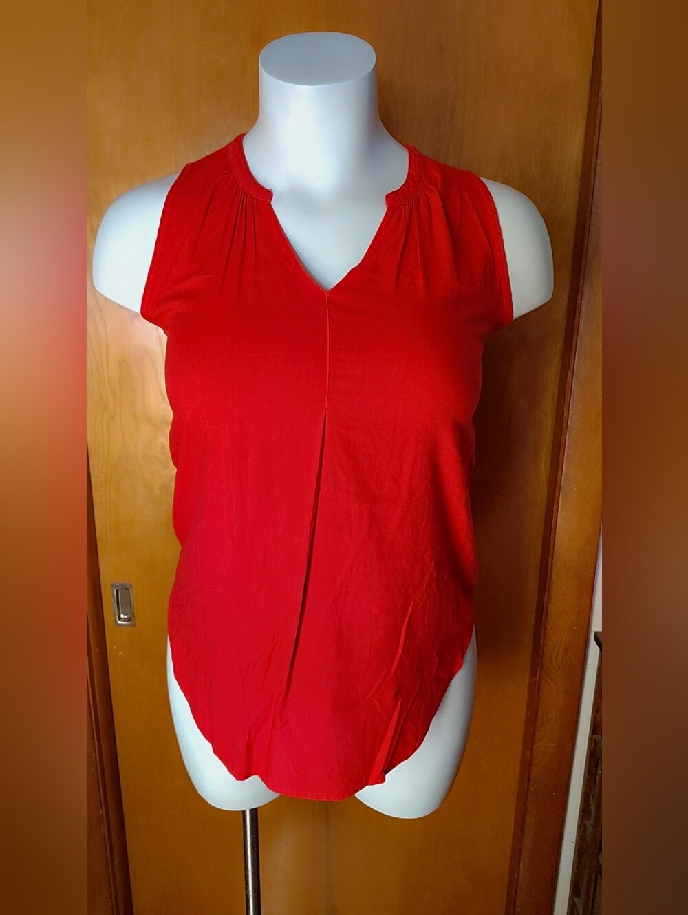 Sleeveless Red V-Neck Women’s Top